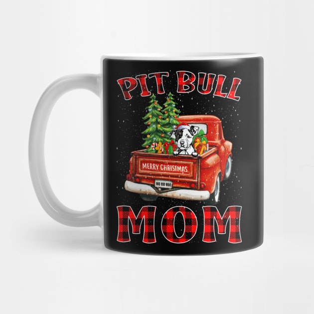 Christmas Pit Bull Mom Santa Hat Truck Tree Plaid Dog Mom Christmas by intelus